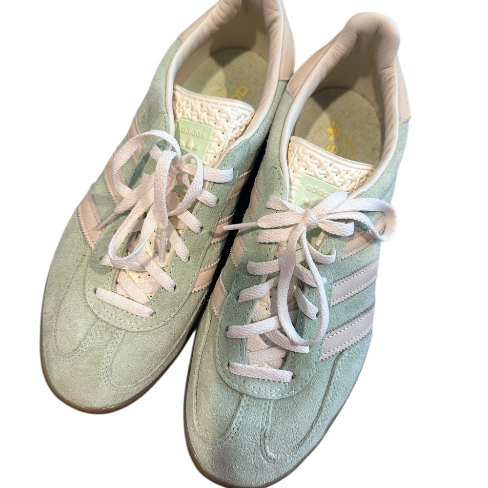 adidas Women Suede Sneakers in Mint Green and Light Pink Accents